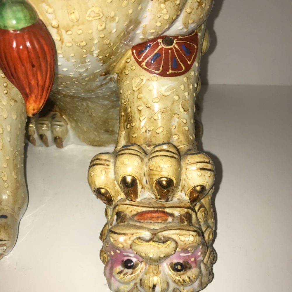 Asian Foo Dog Dragon Ceramic Sculpture - Picture 3 of 7